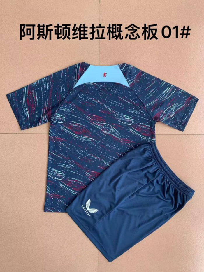 Adult Uniform 2023-2024 Aston Villa Special Blue Soccer Jersey Shorts