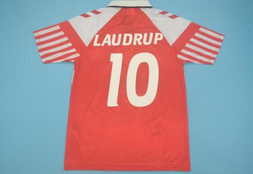 Retro Jersey 1992 Denmark 10 LAUDRUP Home Soccer Jersey