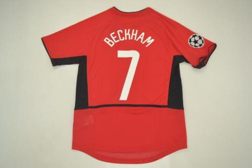 with UCL Patch Retro Jersey 2002-2004 Manchester United 7 BECKHAM Home Soccer Jersey