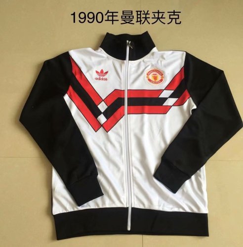 Retro Jacket 1990 Manchester United White/Black Soccer Jacket