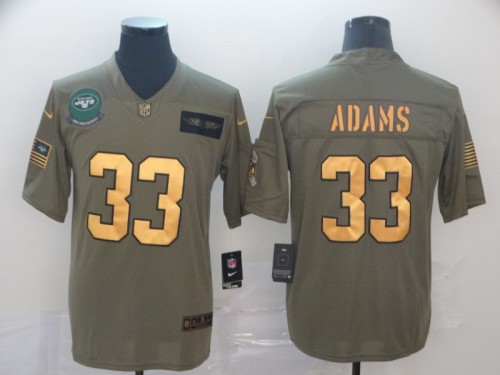 New York Jets 33 ADAMS 2019 Olive Gold Salute To Service Limited Jersey