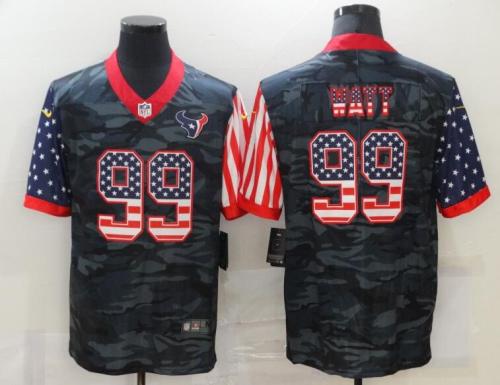 Houston Texans 99 WATT Black Camo USA Flag Limited Jersey