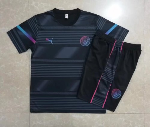 Adult Uniform 2022-2023 Manchester City Black Soccer Training Jersey and Shorts