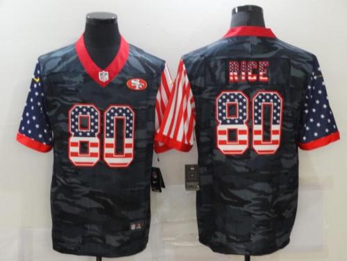San Francisco 49ers 80 RICE Black Camo USA Flag Limited Jersey