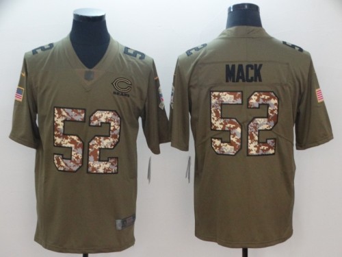 Chicago Bears #52 MACK Olive with Gold Letters NFL Salute to Service Jersey