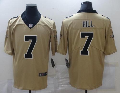 New Orleans Saints 7 HILL Gold NFL Jersey