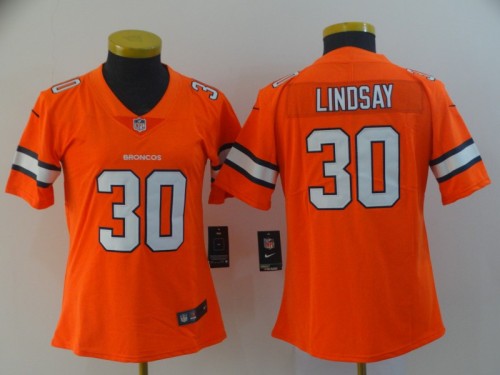 Denver Broncos 30 Phillip Lindsay Orange Women Color Rush Limited Jersey