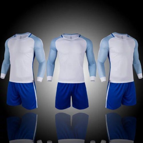 #003 Long Sleeve Soccer Training Uniform White Blank Jersey and Shorts