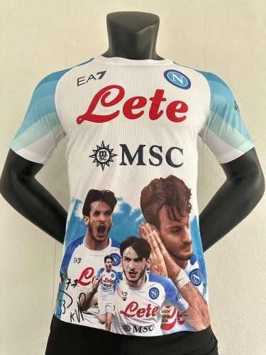 Player Version 2023-2024 Calcio Napoli White Souvenir Soccer Jersey