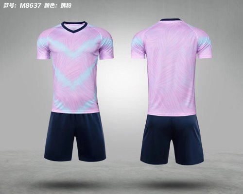 M8637 Pink Blank Soccer Training Jersey Shorts