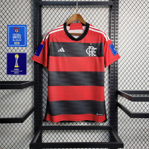 with FIFA 2022 Patch Fans Version 2023-2024 Flamengo Home Soccer Jersey