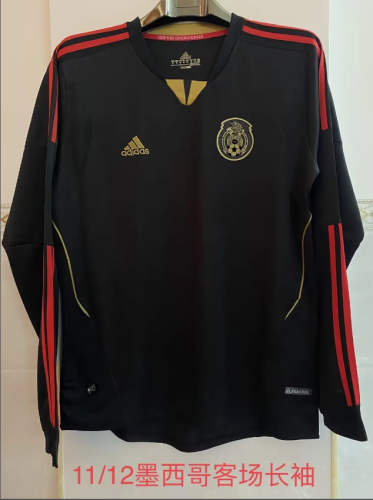 Long Sleeve Retro Shirt 2011-2012 Mexico Away Black Vintage Soccer Jersey Football Shirt