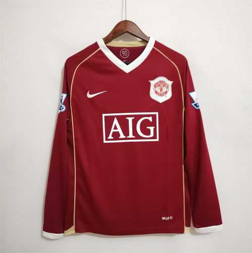 with EPL Patch Retro Jersey Long Sleeve 2006-2007 Manchester United Home Soccer Jersey