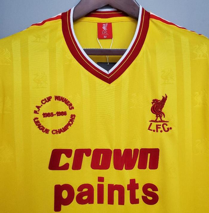 Retro Jersey 1985-1986 Liverpool Away Yellow Soccer Jersey Vintage Football Shirt