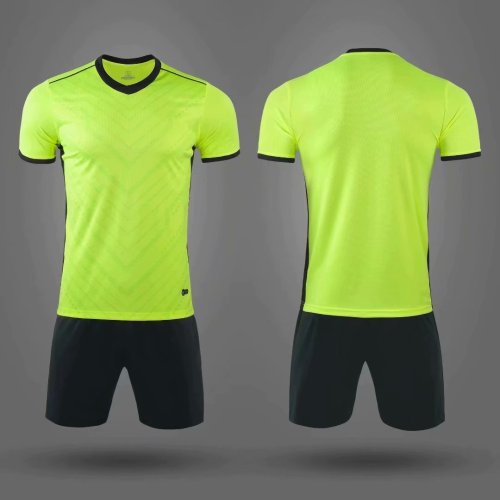 M8610 Fluorescent Green Tracking Suit Adult Uniform Soccer Jersey Shorts