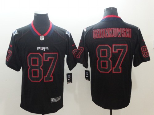 New England Patriots #87 Gronkowski Black with Red Letters NFL Jersey