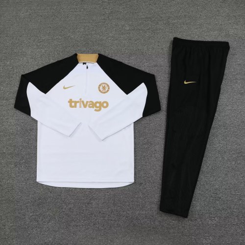 2023-2024 Chelsea White/Black Soccer Sweater and Pants