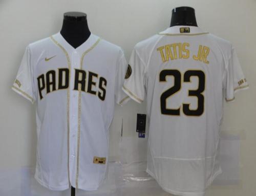 San Diego Padres 23 Fernando Tatis Jr. White Gold Nike Flexbase Jersey