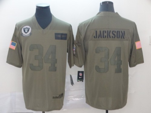 Oakland Raiders 34 Bo Jackson 2019 Olive Salute To Service Limited Jersey