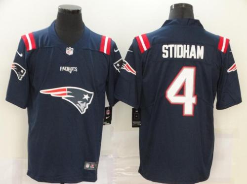 New England Patriots 4 Jarrett Stidham Navy Team Big Logo Number Vapor Untouchable Limited Jersey