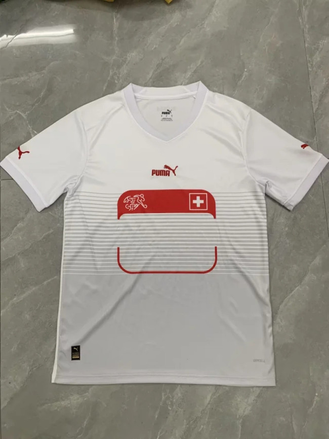 Fans Version 2022 World Cup Switzerland Away White Soccer Jersey