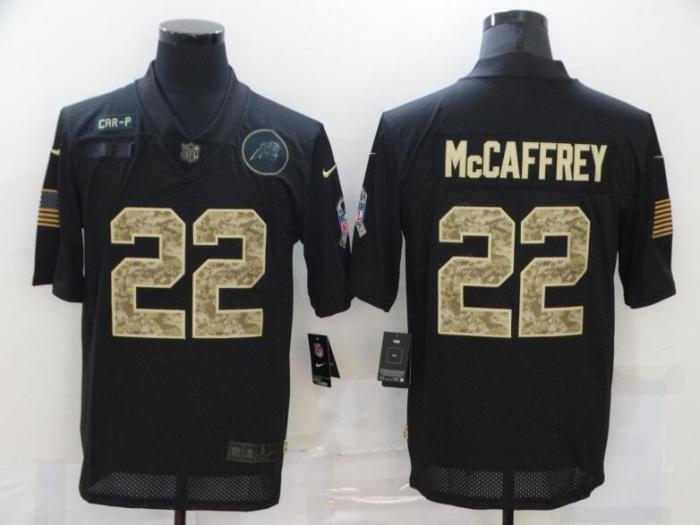 Carolina Panthers 22 McCAFFREY Black Camo 2020 Salute To Service Limited Jersey