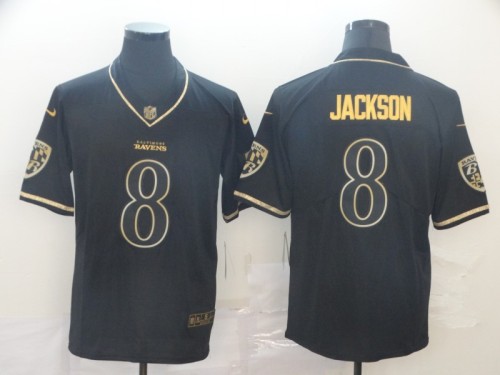 Baltimore Ravens 8 Lamar Jackson Black Gold Throwback Vapor Untouchable Limited Jersey
