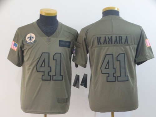 New Orleans Saints 41 Alvin Kamara 2019 Olive Youth Salute To Service Limited Jersey