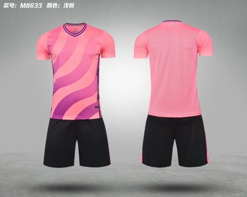 M8633 Pink Blank Soccer Training Jersey Shorts