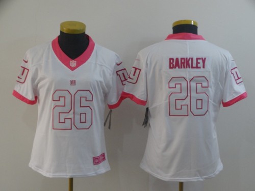 Women New York Giants 26 BARKLEY White Pink NFL Jersey