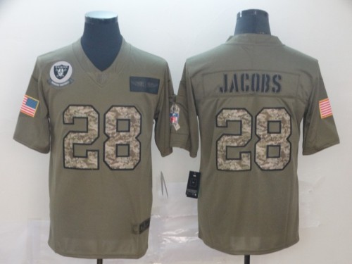 Oakland Raiders 28 Josh Jacobs 2019 Olive Camo Salute To Service Limited Jersey