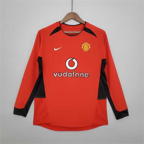 Retro Jersey Long Sleeve 2002-2004 Manchester United Home Soccer Jersey