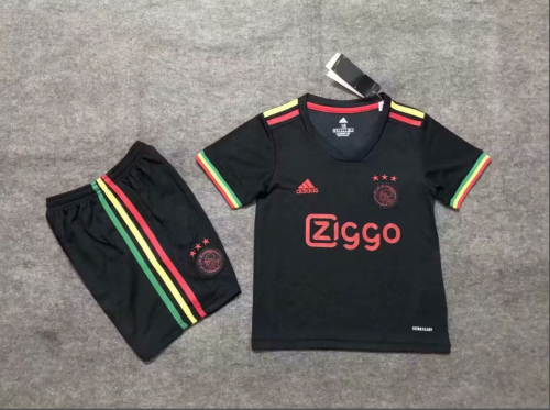 Retro Uniform Youth Uniform Kids Kit 2021-2022 Ajax Black Soccer Jersey Shorts