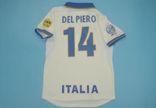 with Patch Retro Jersey 1996 Italy 14 DEL PIERO Away White Soccer Jersey