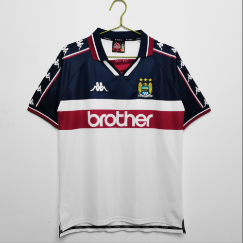 Retro Jersey 1997-1998 Manchester City Away White Vintage Soccer Jersey