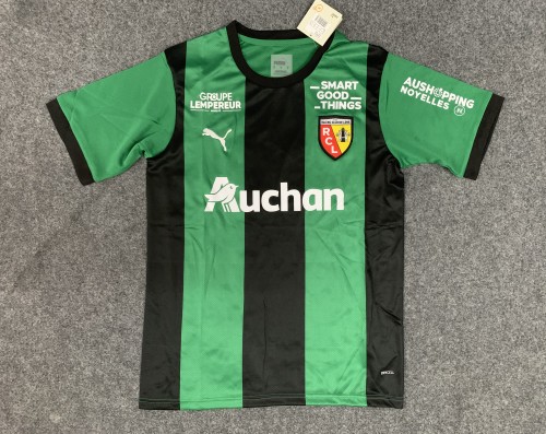 with Sponor Logos  Fans Version 2022-2023 RC Lens Away Green Soccer Jersey
