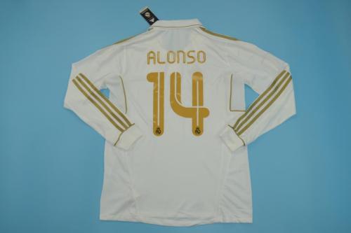 Long Sleeve Retro Jersey 2011-2012 Real Madrid 14 ALONSO Home Soccer Jersey