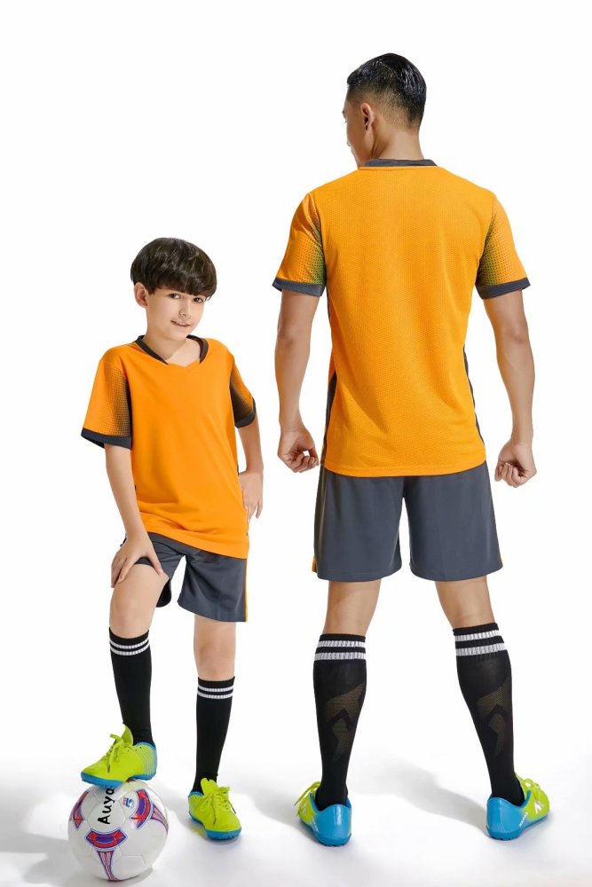 D8820 Yellow Blank Youth Adult Soccer Training Jersey and Shorts