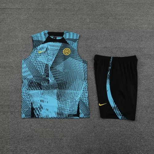 Adult Uniform 2023-2024 Inter Milan Blue Soccer Training Vest and Shorts