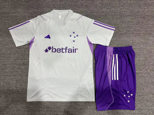 Adult Uniform 2023-224 Cruzeiro White Soccer Training Jersey Shorts