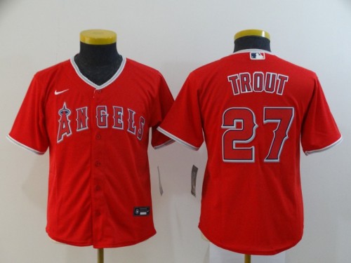 Youth Kids sLos Angeles Angels of Anaheim 27 TROUT Red 2020 Cool Base Jersey