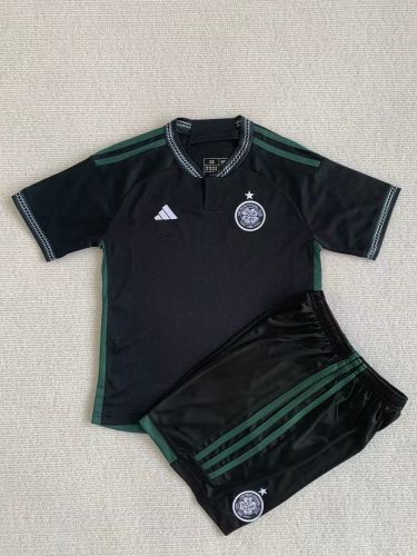 Youth Uniform Kids Kit 2023-2024 Celtic Away Black Soccer Jersey