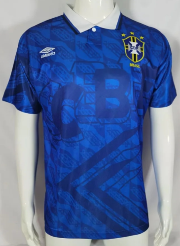 Retro Jersey 1991-1993 Brazil Away Blue Soccer Jersey Vintage Brasil Camisetas de Futbol