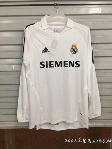 Retro Jersey Long Sleeve Real Madrid 2006 Home Soccer Jersey S,M,L,XL,2XL