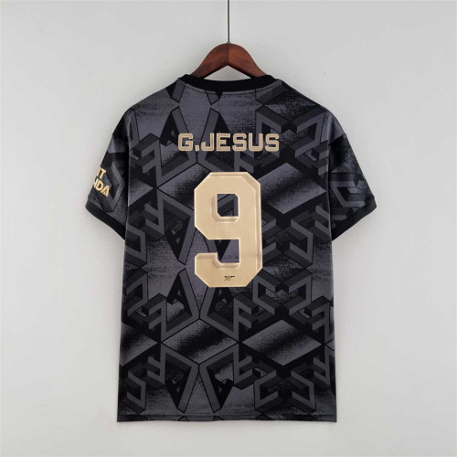 with UCL Fonts Fans Version 2022-2023 Arsenal G.JESUS 9 Away Black Soccer Jersey