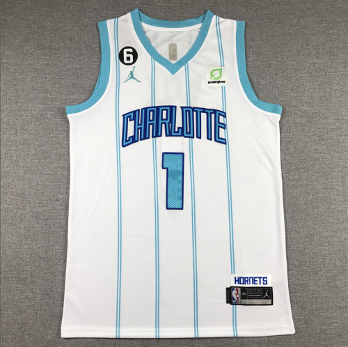 New Charlotte Hornets 1 BALL White Basketball Shirt NBA Jersey