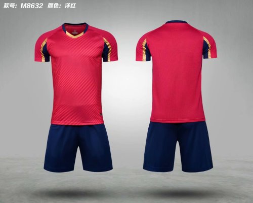 M8632 Red Blank Soccer Training Jersey Shorts DIY Cutoms Uniform