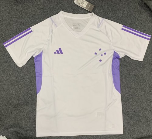 Fans Version 2023-2024 Cruzeiro White/Purple Soccer Training Jersey