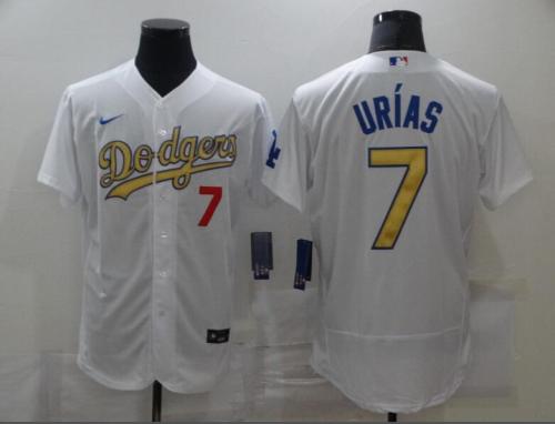Los Angeles Dodgers 7 URIAS White Gold Nike 2020 World Series Champions Flexbase Jersey