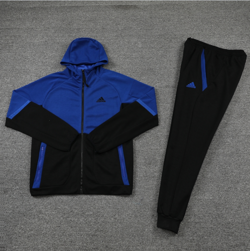 LH-AM01 Blank Men's Blue/Black Soccer Hoodie and Long Pants (accept custom logo)